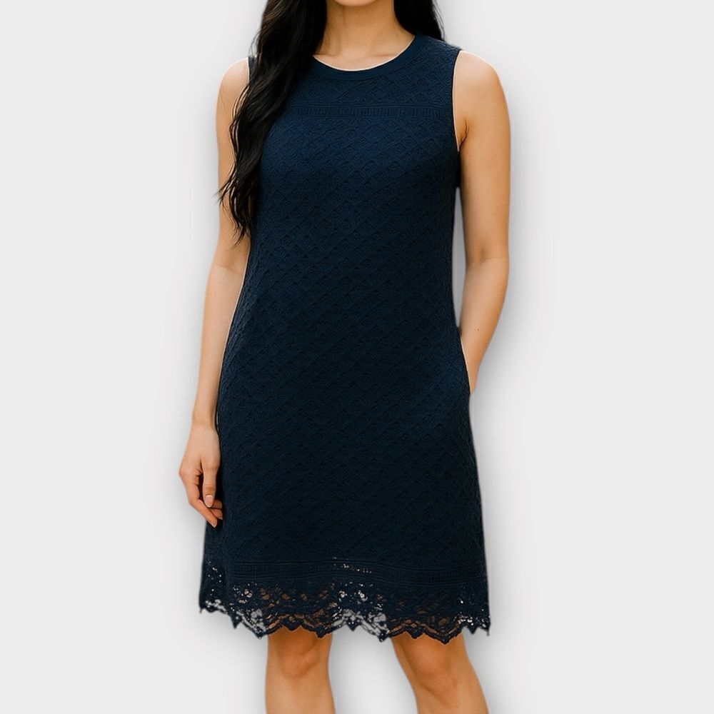 LOFT Navy Lace Shift Dress Size 6